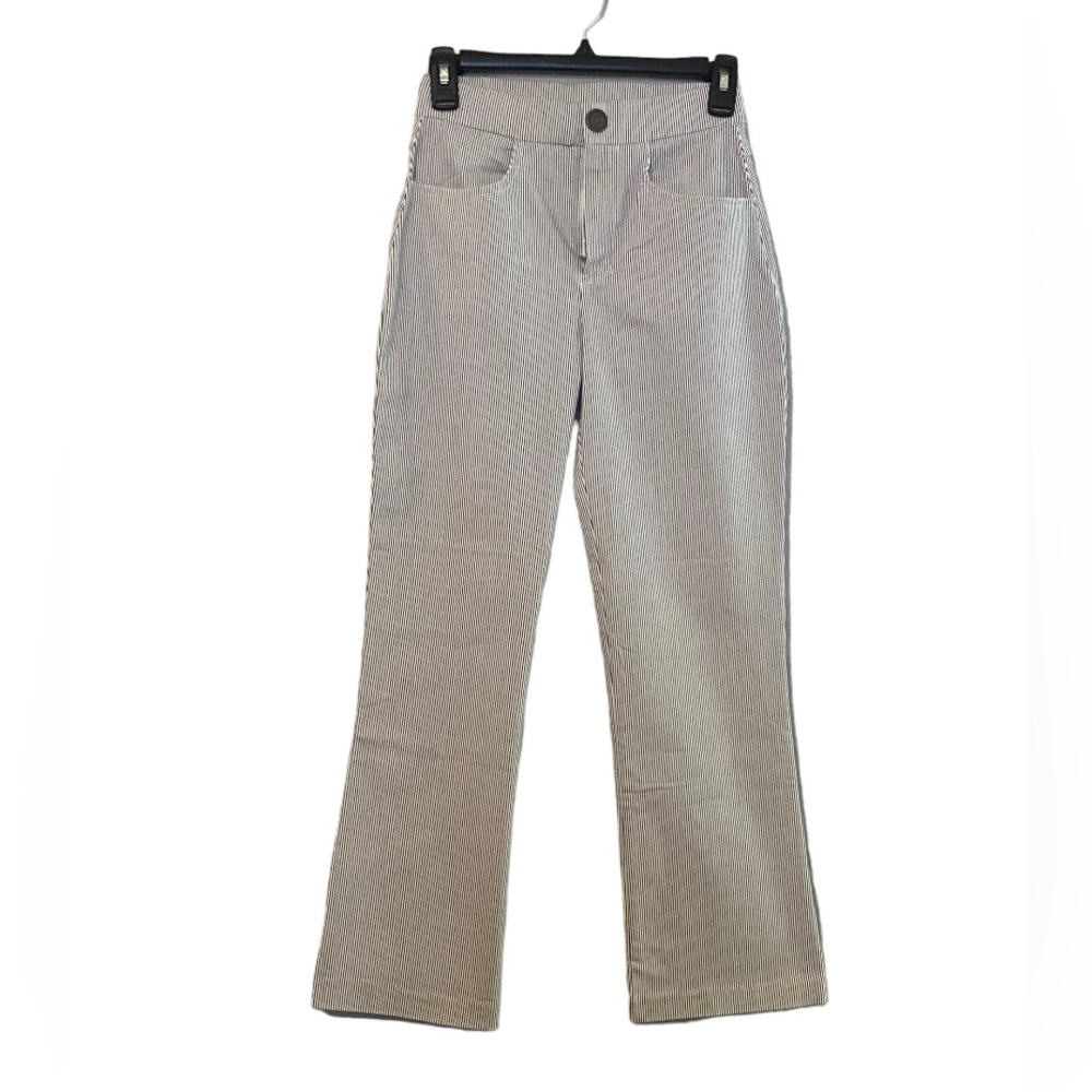 Free People Florence Railroad Pin Stripe High Waist Cropped Flare Pants.